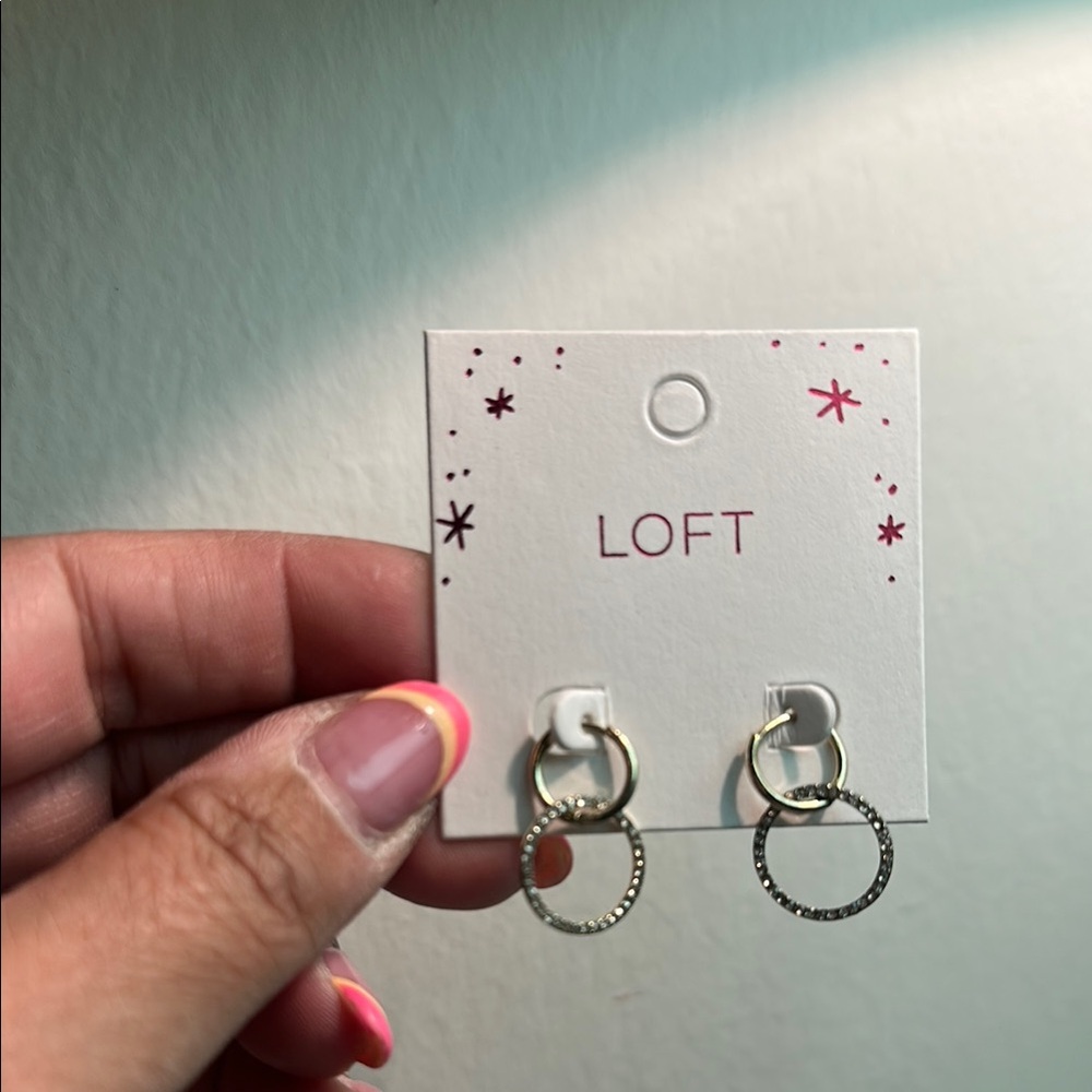 LOFT Gold Double Circle Earrings